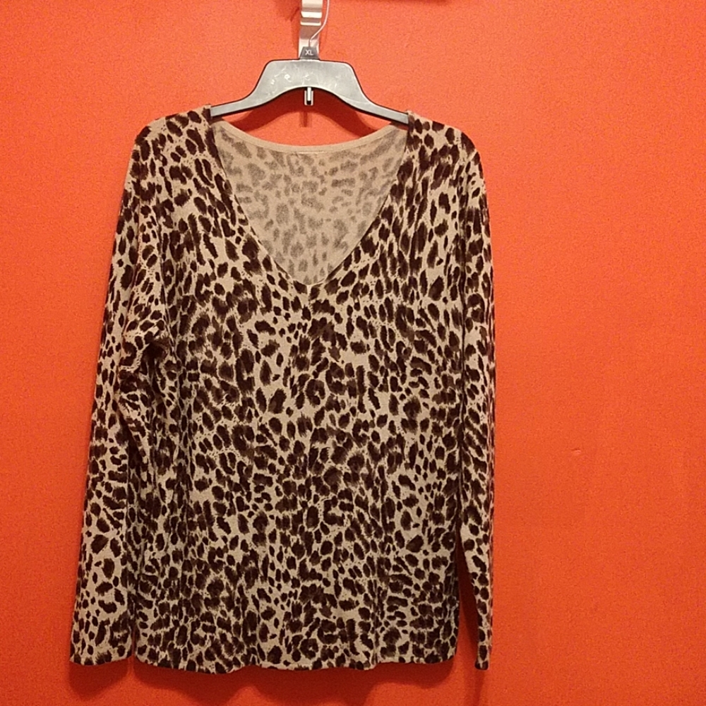 Leopard print pullover sweater